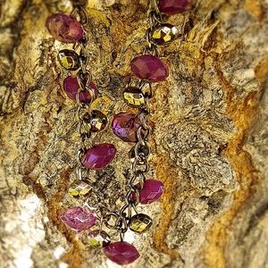 Purple crystal beaded necklace and earrings